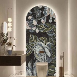 Decorative Floral Mosaic Mural Wall