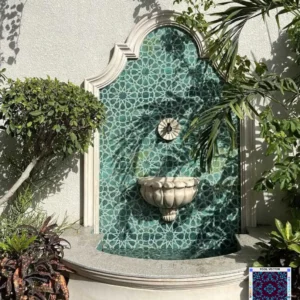 Abstract Green Arabic Mosaic Fountain