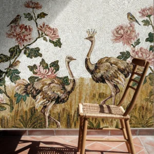 Crowned Ostrich Mosaic Wall Art