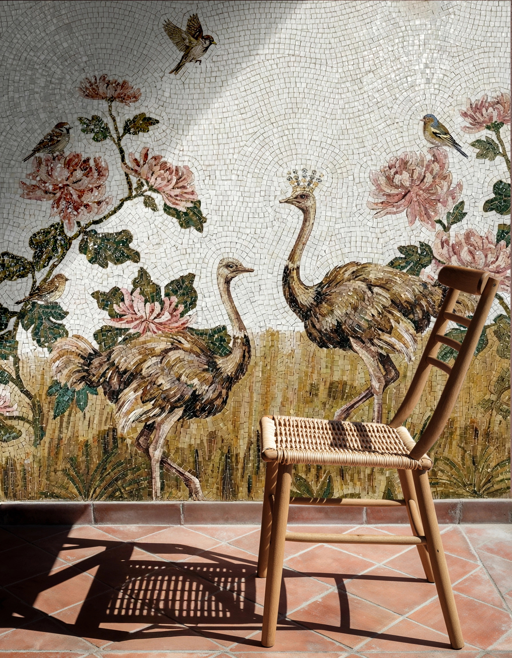 crowned-ostrich-mosaic-wall-art