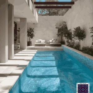 Deep Blue-Green Mosaic Pool with Reflective Surface