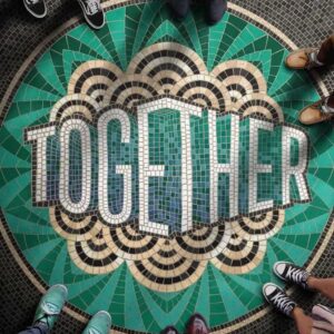 Typography Mosaic Floor Medallion