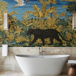Jungle Panther Mosaic Mural