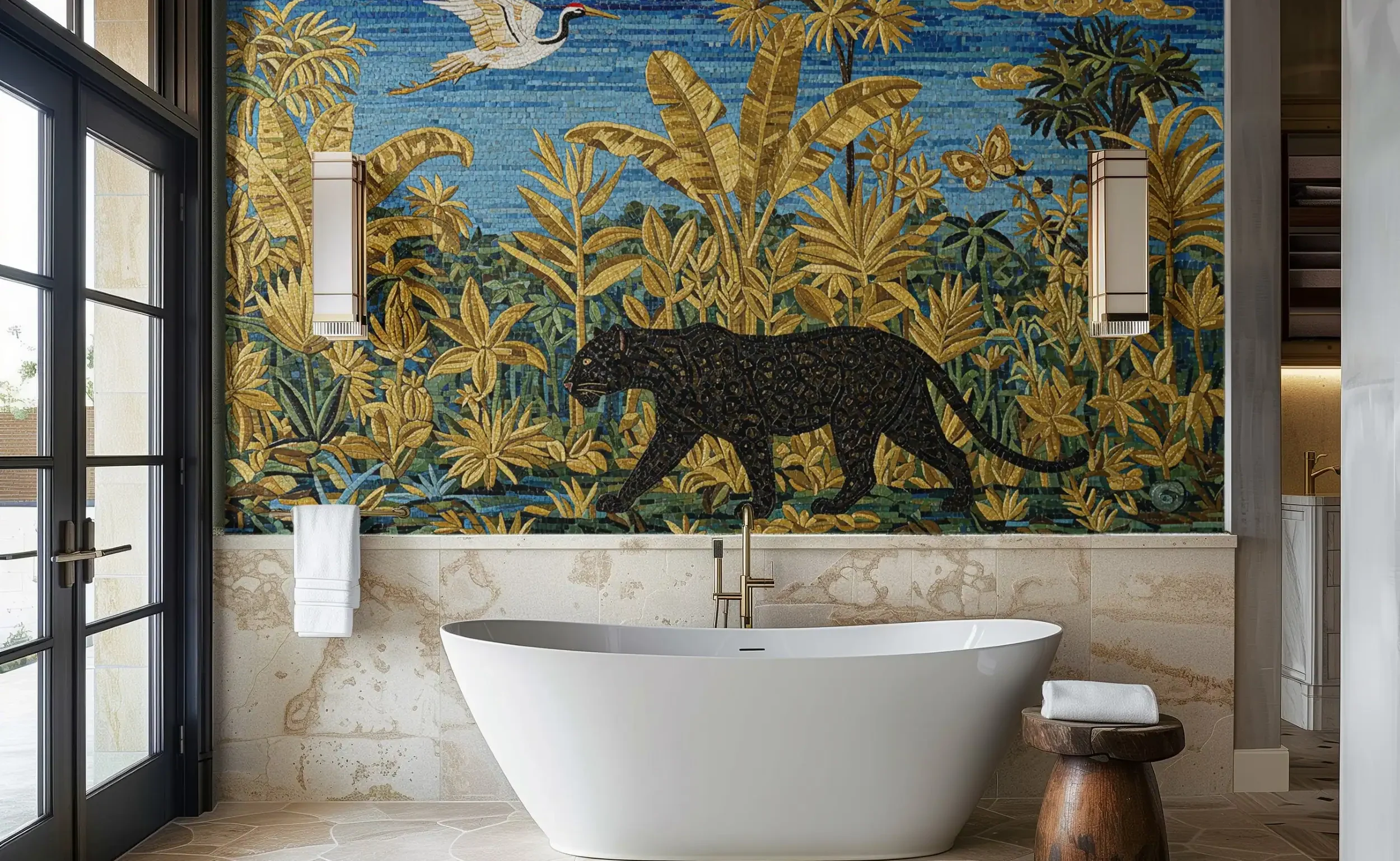 jungle-panther-mosaic-mural