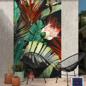 Lush Tropical Plants Glass Mosaic Mural