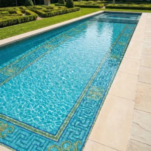 Mediterranean Greek Key Pool Mosaic