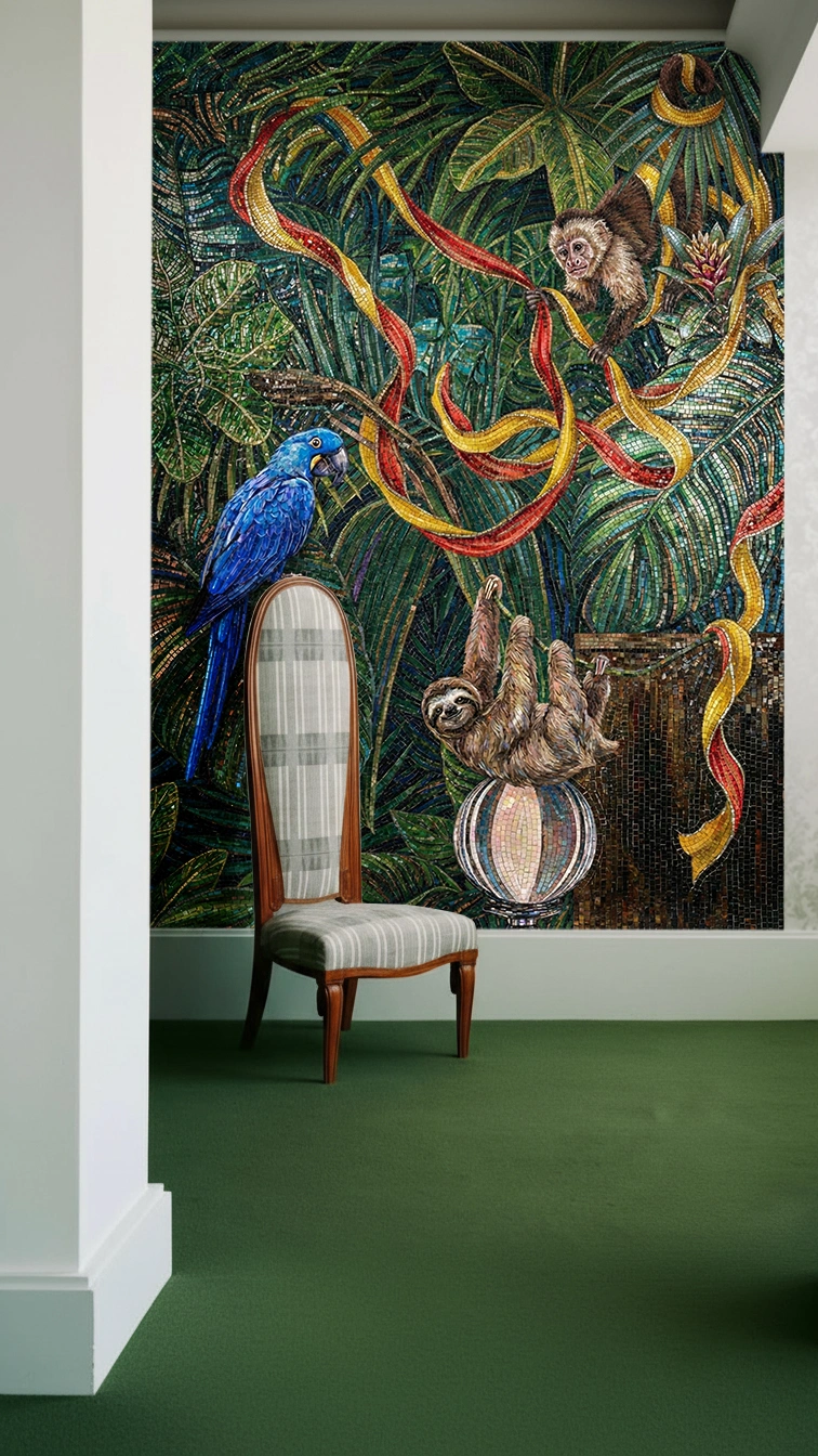 monkey-macaw-mosaic-wall