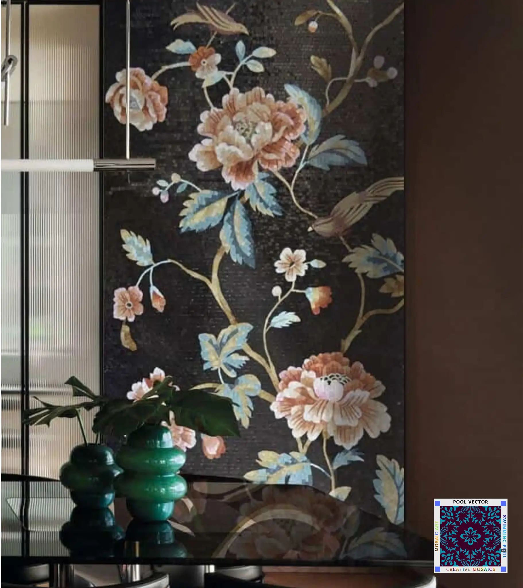 orange-mosaic-tile-flower-mural