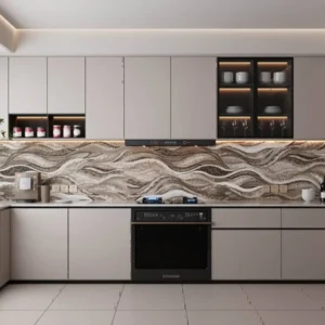 Sepia Wave Glass Mosaic Backsplash