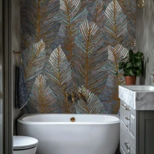 Textured Leaf Mosaic Wall in Neutral Shades