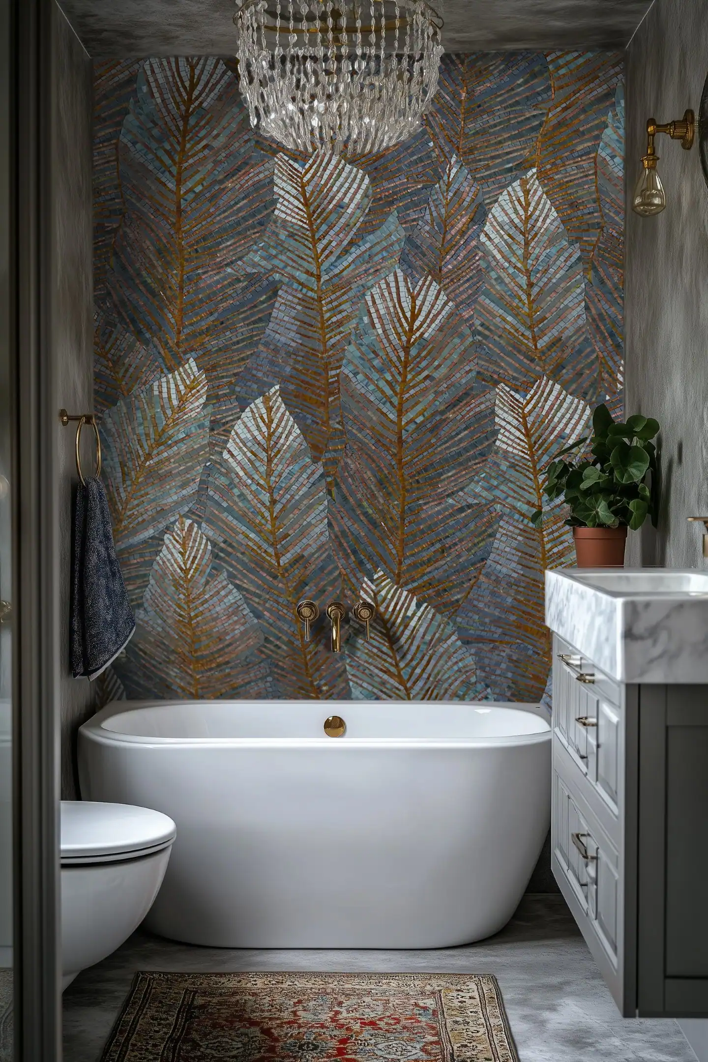 textured-leaf-mosaic-wall-in-neutral-shades