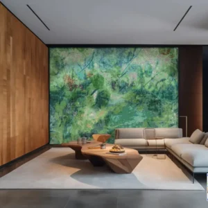 Verdant Green Abstract Mosaic Mural