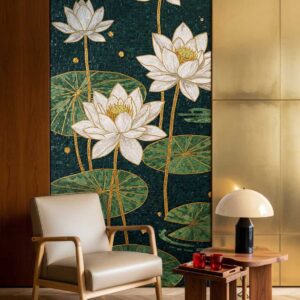 White Lotus Mosaic Mural