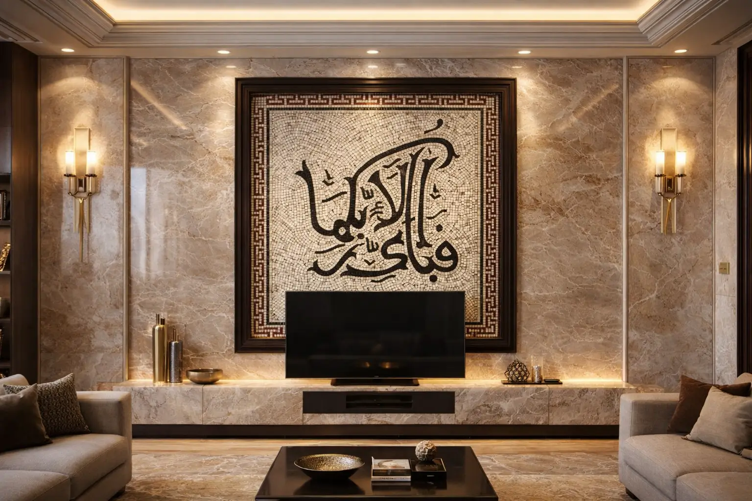 Islamic Mosaic Marble Tiles Designs tv lounge