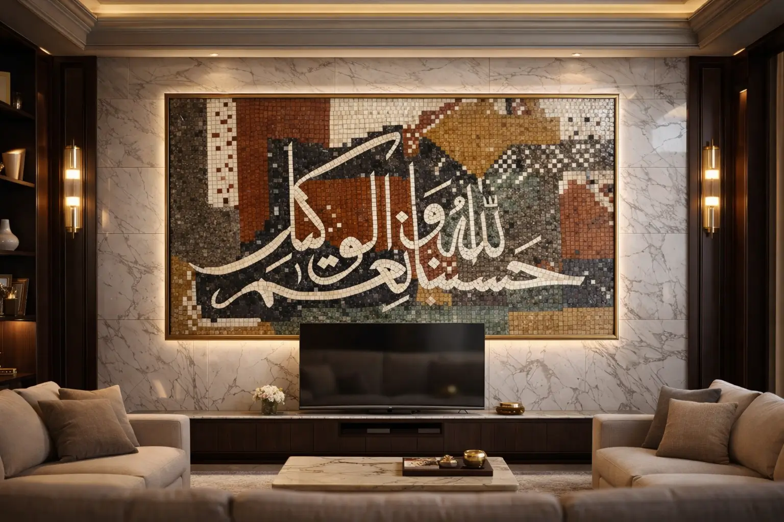 Islamic Mosaic Marble Tiles Designs Tv Lounge