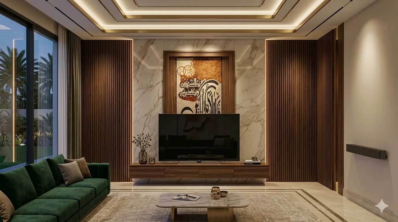 Islamic Mosaic Marble Tiles Designs TV Lounge